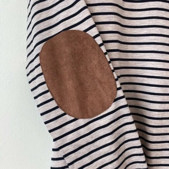 Altar'd State Stretch Cotton Striped Dress with Brown Faux Suede Accents - Picture 2 of 6